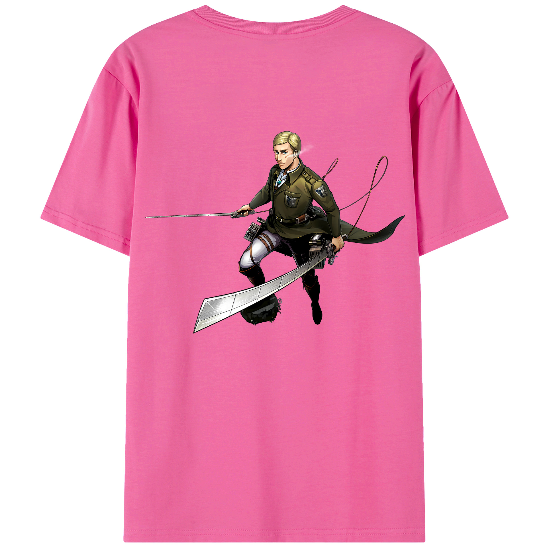 （画像用） 進撃の巨人 エルヴィン・スミス Attack on Titan Erwin Smith レディース半袖Tシャツ(バックプリント)